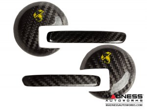 FIAT 500 Interior Door Handle Kit - Carbon Fiber - Yellow Scorpion Design